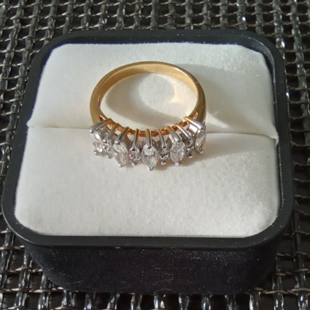 QVC Simulated Diamond Gold-tone Ring 8.25